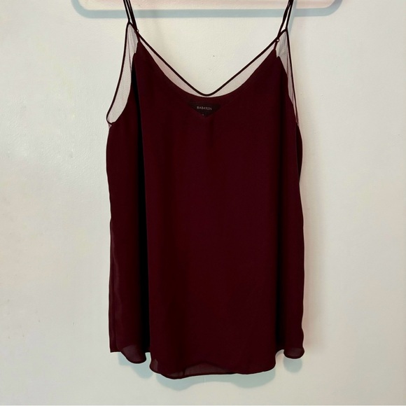 Babaton Aritzia XS Galen Camisole Adjustable Mesh Burgundy V-Neck Tank Top - Picture 2 of 9